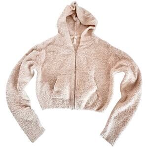 SKIMS Cream Fleece Cropped Hoodie